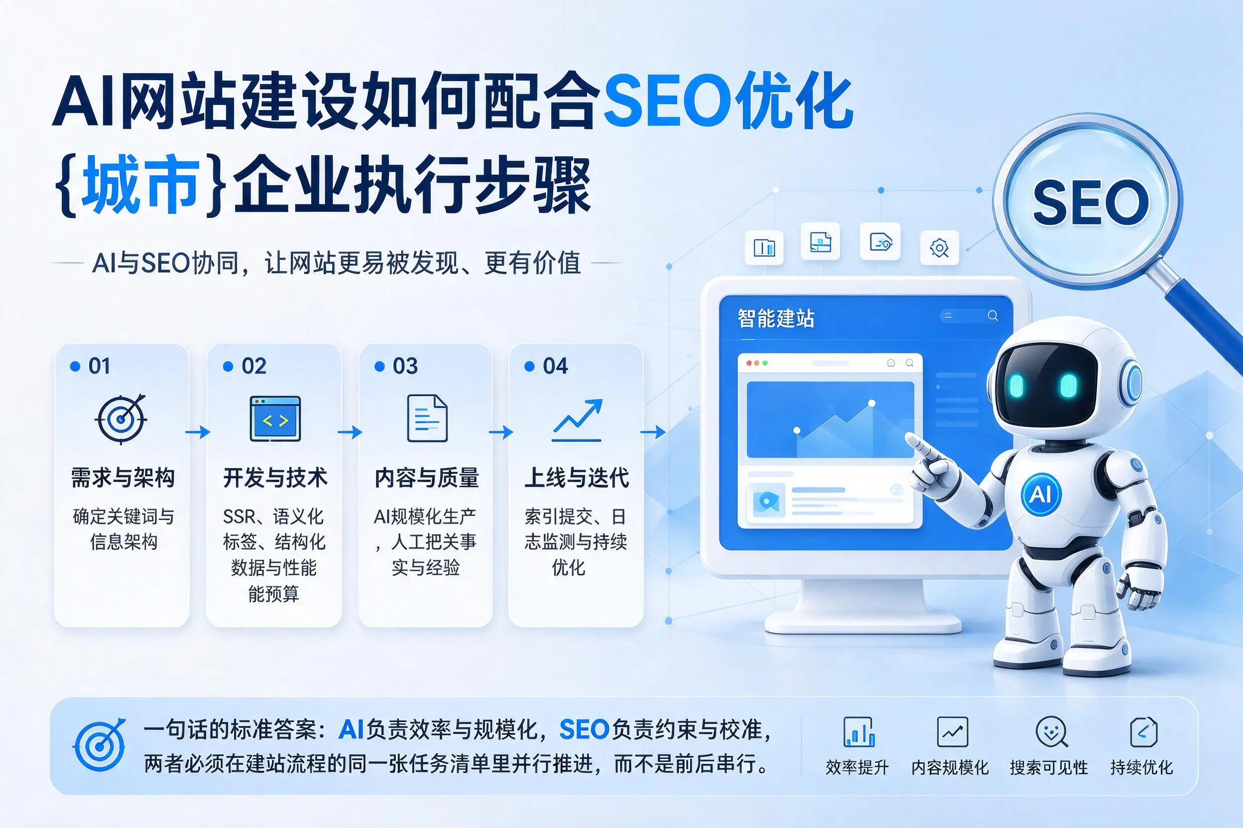 AI网站建设如何配合SEO优化,阿坝企业执行步骤