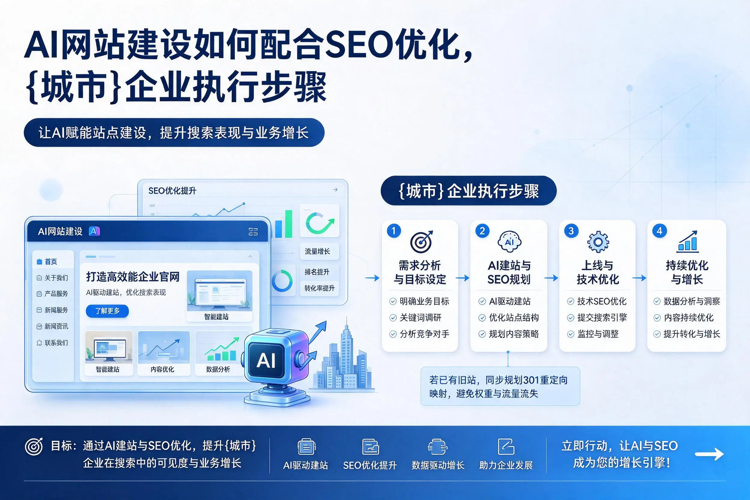 AI网站建设如何配合SEO优化,阿坝企业执行步骤