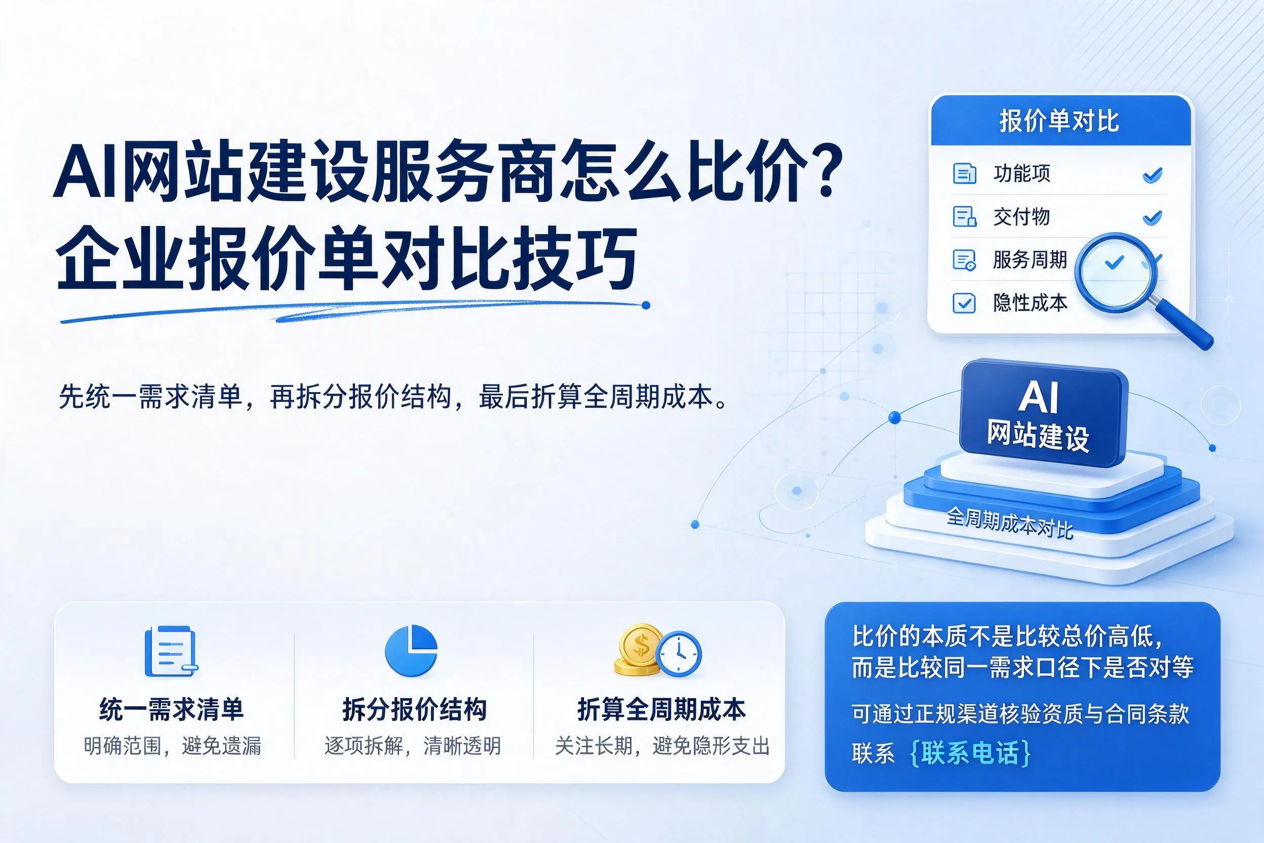 AI网站建设服务商怎么比价？阿坝企业报价单对比技巧