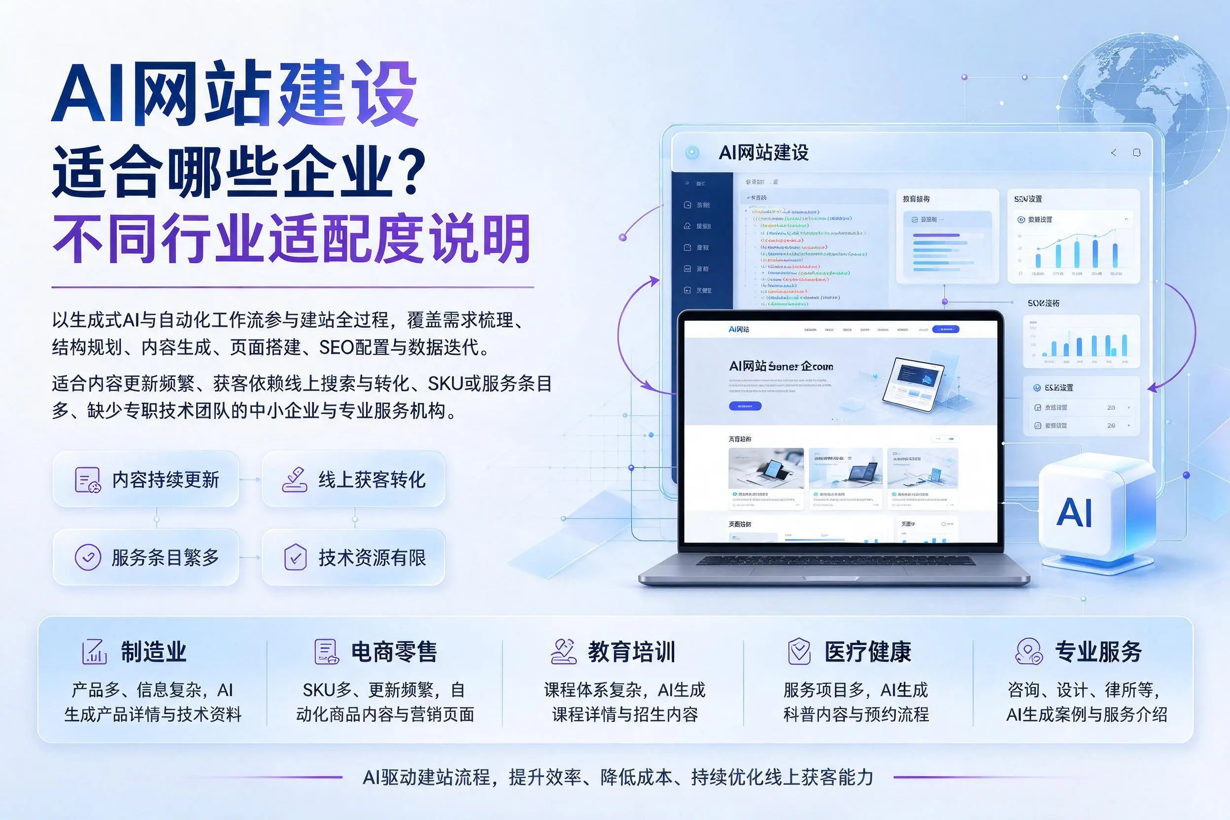 AI网站建设适合哪些企业?阿坝不同行业适配度说明